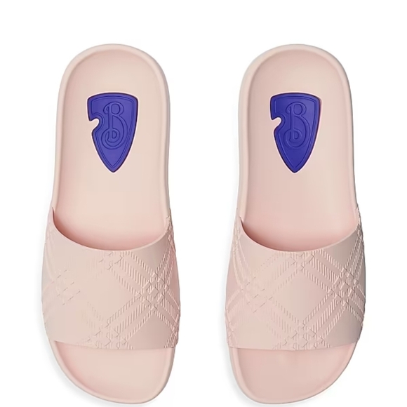 NWT- Burberry Dive Embossed Check Pool Slide Blusg Sandal (Women) - Picture 2 of 5